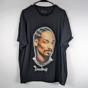 Snoop Dogg 2XL Graphic T-Shirt Rap Hip Hop Portrait Streetwear Tee Black Mens